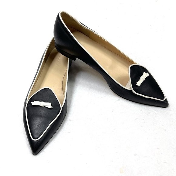 NWT J.Crew Black and White Loafers with Bow Detail - Picture 5 of 10